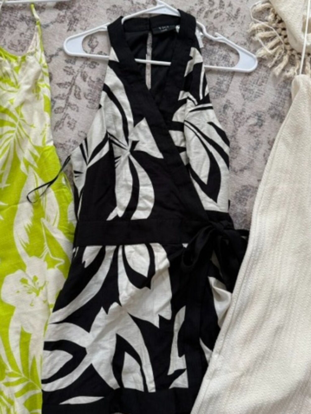 Women's black and white halter dress